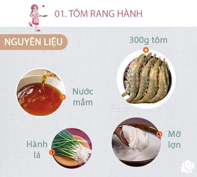 Chuẩn bị: 300g tôm biển (size 40), mỡ lợn (hoặc dầu ăn), nước mắm, hành lá, hành khô, xíu đường.