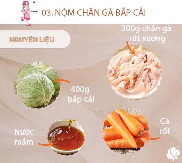 Chuẩn bị: 300g chân gà rút xương, 400g bắp cải bào sợi, rửa sạch; 1 củ cà rốt, nước mắm, đường, chanh, tỏi, ớt.
