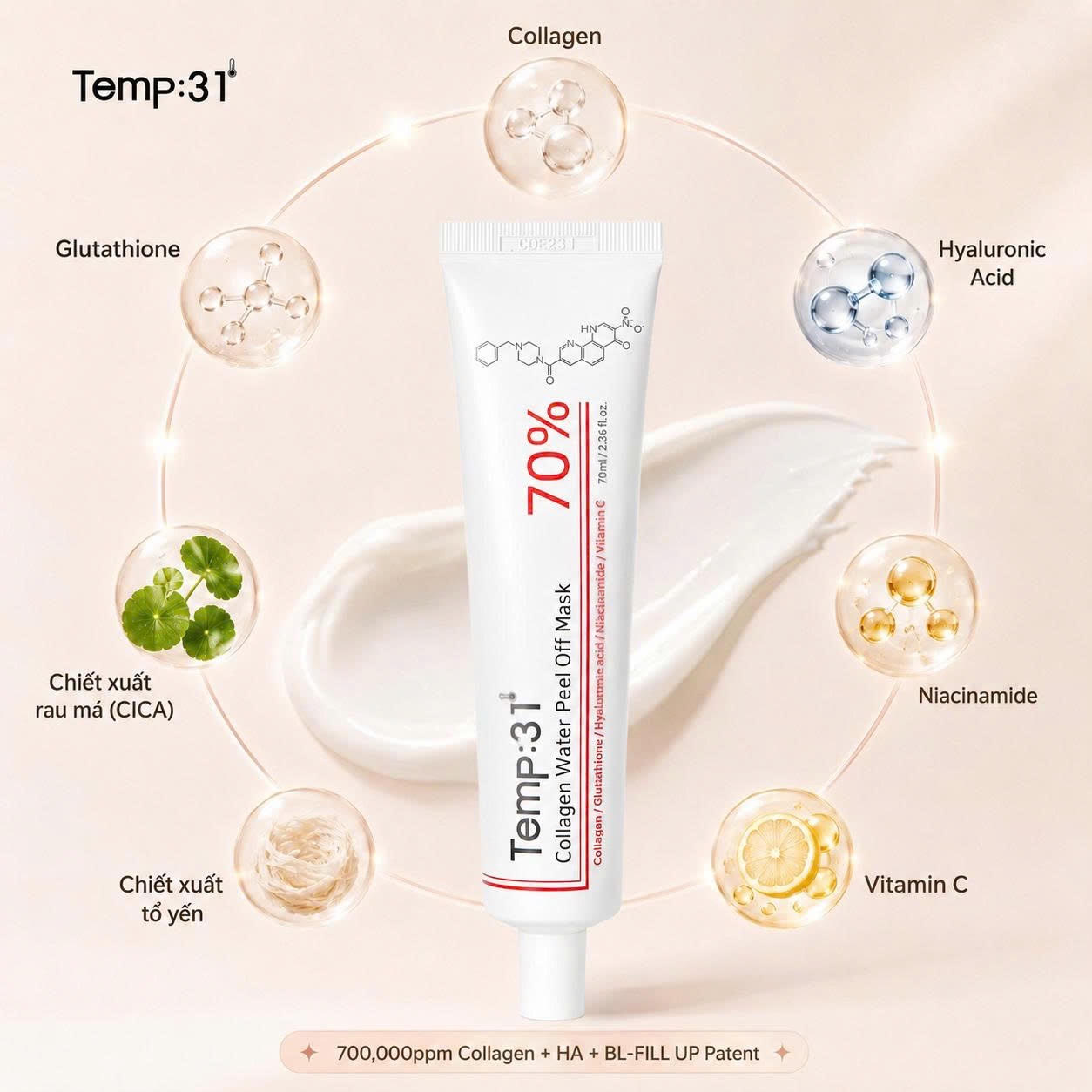 Các dưỡng chất cốt lõi trong siêu phẩm mặt nạ Temp31 giúp nuôi dưỡng và tái tạo làn da từ sâu bên trong