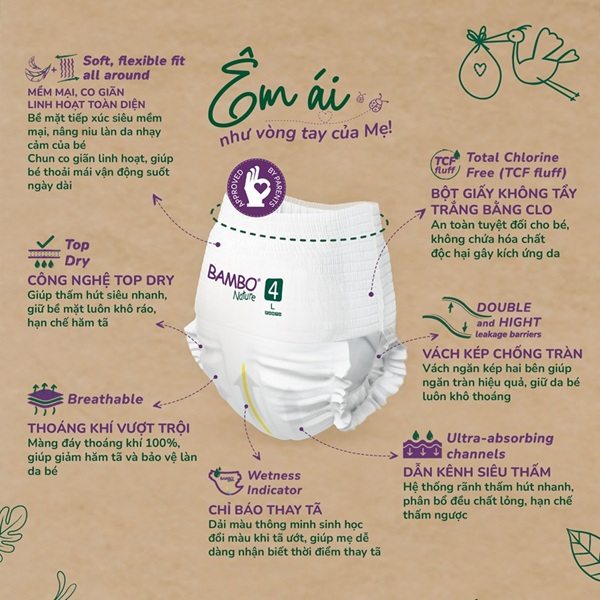 Tã Bambo Nature – Êm ái như vòng tay của mẹ