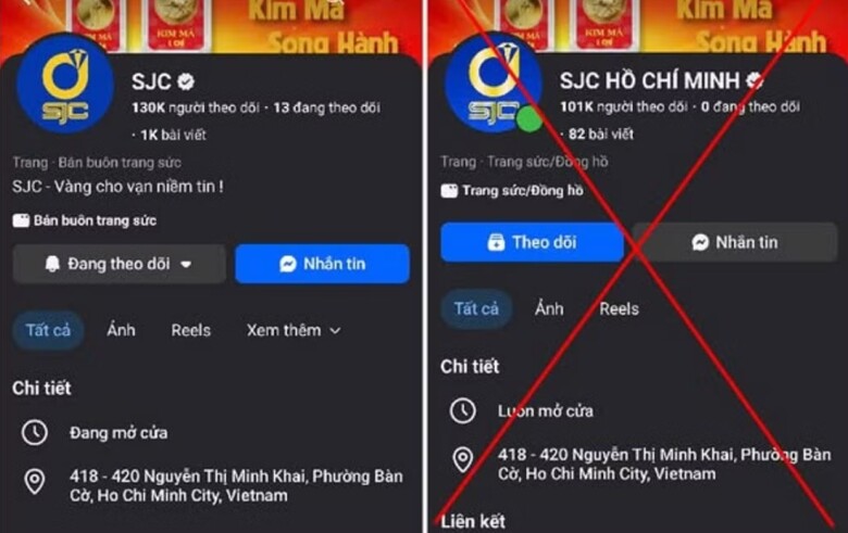 Nhiều trang web giả danh thương hiệu nổi tiếng, có gắn tick xanh để lừa người tiêu dùng đặt cọc hoặc chuyển tiền trước, sau đó chờ nhận vàng tại nhà.