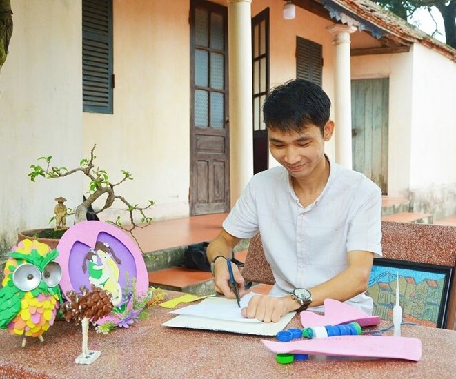 Anh Giang có đam mê với công việc tái chế rác thải
