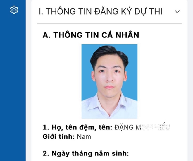 Thông tin đăng ký dự thi tốt nghiệp THPT 2026 được Hiếu chia sẻ trên mạng xã hội
