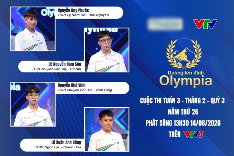 Bốn nhà leo núi trong cuộc thi Tuần 3 - Tháng 2 - Quý 3. Ảnh: Đường lên đỉnh Olympia.