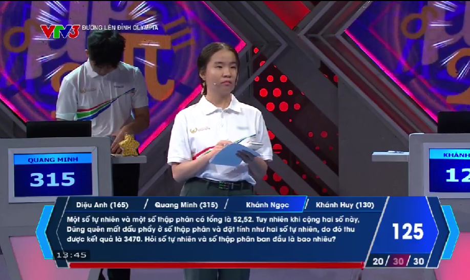 Khánh Ngọc là người Về đích cuối cùng với 1 câu trả lời đúng. Quang Minh một lần nữa gây ấn tượng khi có đáp án chính xác ở câu hỏi cuối cùng của cuộc thi. 