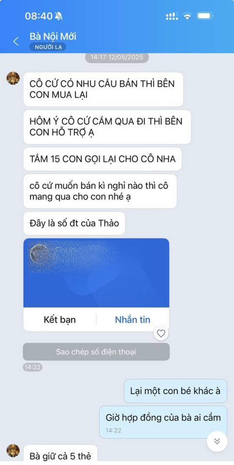 Những thông tin của các đối tượng lừa đảo nhắn cho mẹ chồng chị K.
