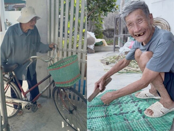 Cụ ông U100 ở Nghệ An ngày ăn 5 bữa, tự đạp xe đi chợ, đan lát khéo tay