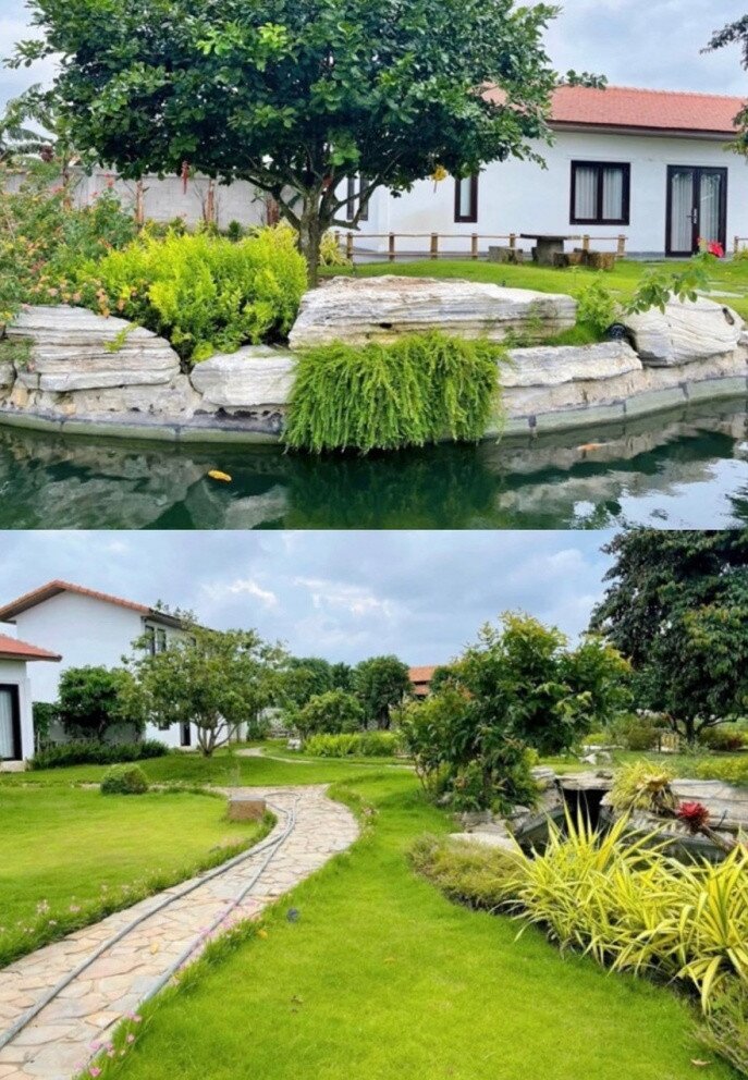 Khuôn viên rộng rãi nơi nhà vườn của Trường Giang.
