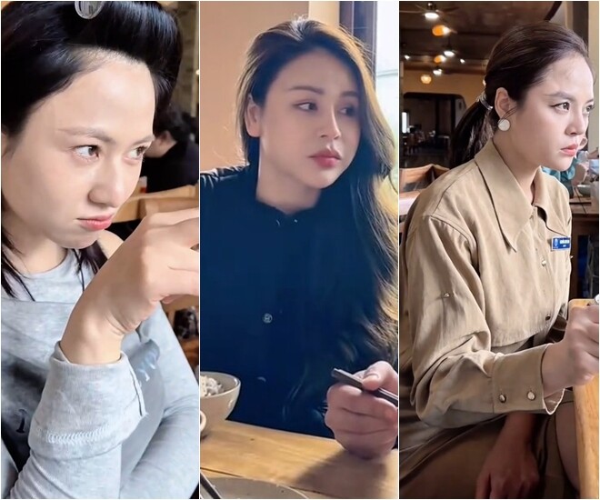 Ảnh cắt từ clip: Khoảnh khắc Duy Hưng nhận trọn combo lườm cháy máy từ Lương Thu Trang, Thu Quỳnh và Việt Hoa.
