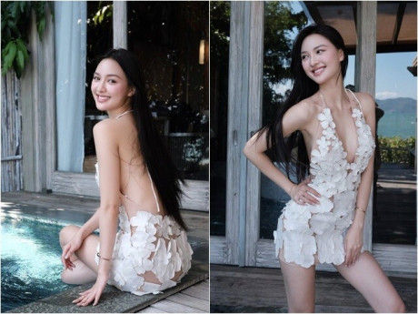 Á hậu trắng "phát sáng" khoe ảnh nóng bỏng bên hồ bơi, từng lọt Top tìm kiếm vì nghi vấn hẹn hò cầu thủ
