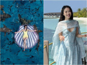 Giải trí - Nữ BTV xinh như hoa hậu khoe ảnh đẹp mê giữa biển, nhiều người thắc mắc về đàn cá mập bơi xung quanh