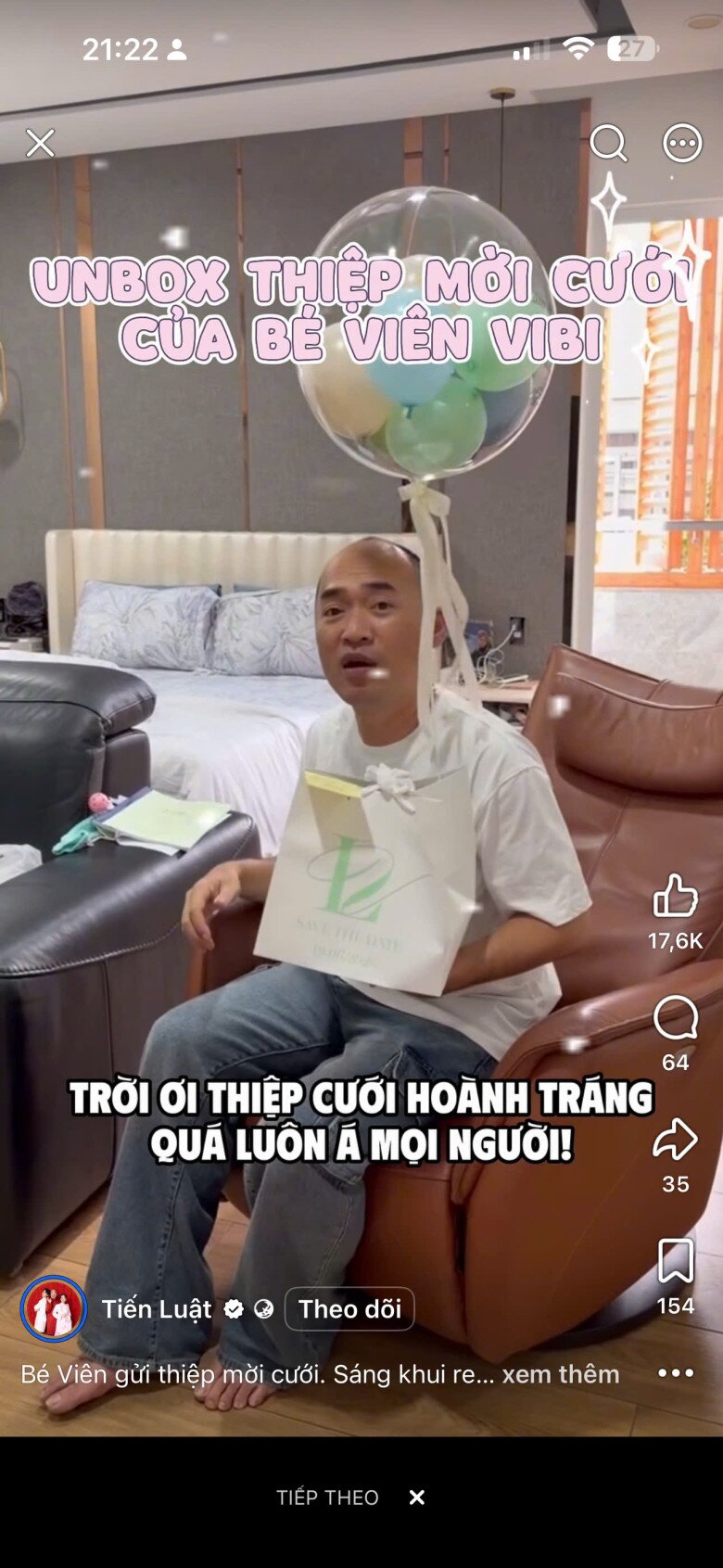 Nhiều bạn bè nghệ sĩ của cặp đôi gồm: Tiến Luật, Tín Nguyễn, Mie, Lynk Lee… đã rất bất ngờ khi đập hộp thiệp mời.