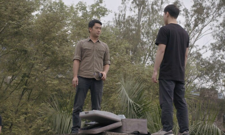 Bảo Anh phải thực hiện một phân cảnh mạo hiểm mà không có dây bảo hộ.