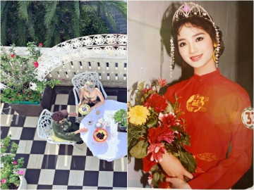 Hoa hậu Việt được bố mẹ đặt cho cái tên thanh tao, nay U60 sống an nhàn trong biệt thự trắng đầy hoa