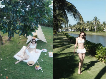 Chị đẹp là phu nhân Phó Tổng diện bikini trắng khoe xương cánh chậu sexy hết nấc, là chủ nhân mảnh đất 20.000m2