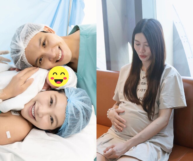 Á hậu Chế Nguyễn Quỳnh Châu và thiếu gia Ngọc Phát vừa đón con trai đầu lòng.