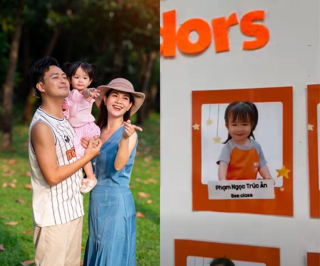 Con gái Kha Ly và Thanh Duy được vinh danh trên bảng vàng ở trường song ngữ.