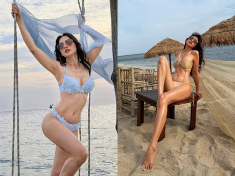 Mẹ đơn thân Vbiz diện bikini khoe dáng nóng bỏng khiến hội gái trẻ nhìn còn mê, sinh quý tử điển trai cao hơn 1m85