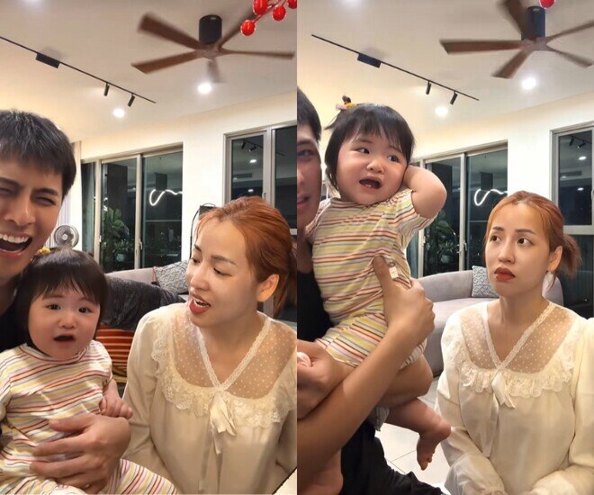 Biểu cảm không hợp tác của bé Anya khi nghe Puka hát khiến khán giả bật cười.