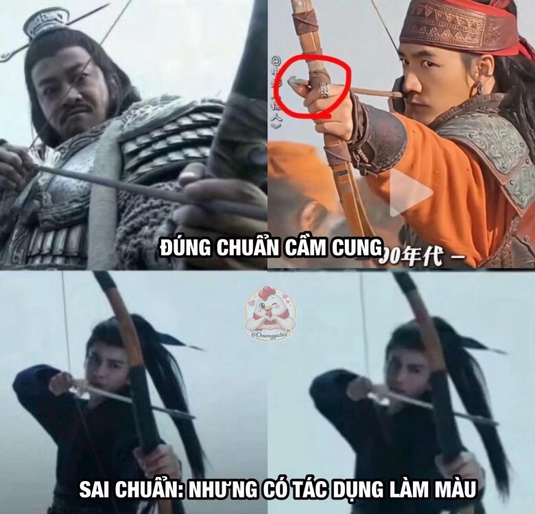 Trương Lăng Hách bắn cung cũng không giống ai. Ảnh: chuonggacbiz