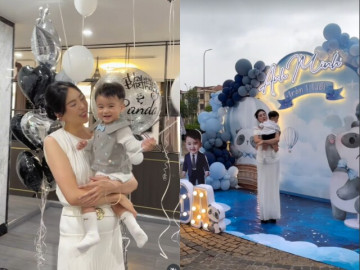 Giải trí - Mai Ngọc dùng cả xe tải bóng trang trí biệt thự mừng sinh nhật đầu tiên của quý tử, bé Panda sở hữu gương mặt điển trai