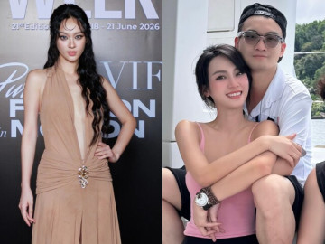 Thời trang - Vũ Thúy Quỳnh diện váy xẻ đến bụng giữa tin có bầu với Đức Phạm