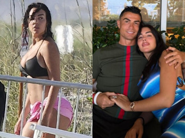 Thời trang - Vợ sắp cưới C. Ronaldo khoe vòng một bốc lửa trên bãi biển
