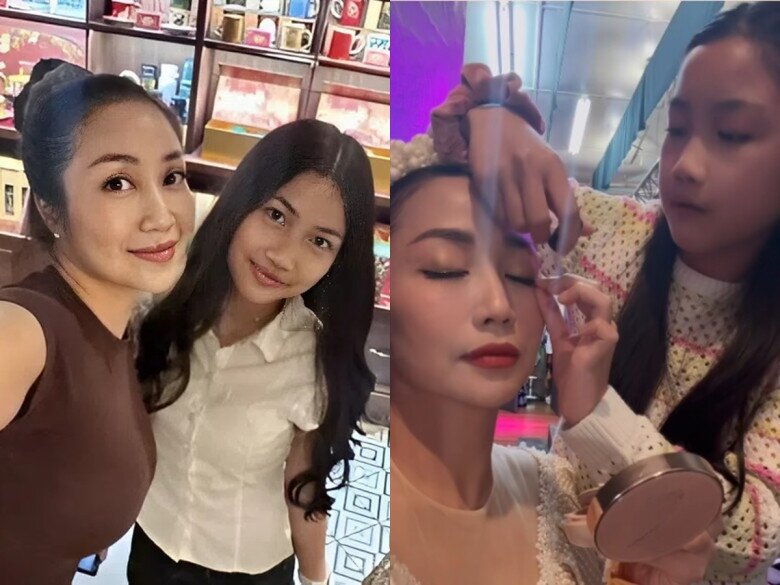 Cola luôn phụ giúp mẹ trong hậu trường.