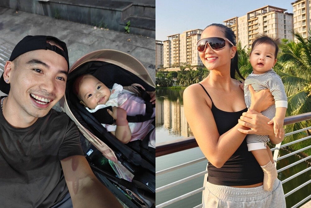 Vợ chồng HHen Niê thường đưa con gái đi vận động ngoài trời.