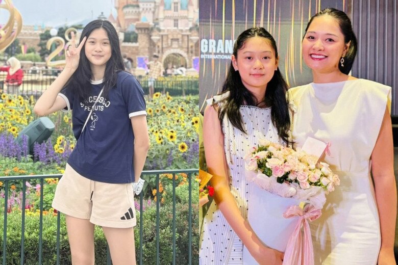 Tiểu Panda thừa hưởng nhan sắc và chiều cao nổi bật từ mẹ hoa hậu.