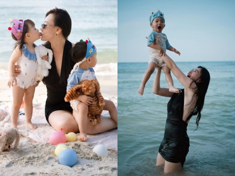 Sao Việt 24h: Phương Oanh mừng sinh nhật cặp song sinh Khang - Hạ trên bãi biển, bé gái xinh yêu được khen giống mẹ