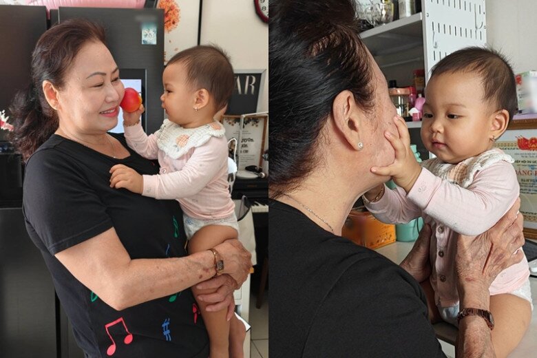 Cô bé Mộc Đan rất quấn quýt bên bà nội.