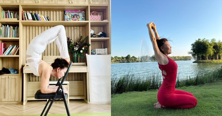 Bà Ngọc Hương có vóc dáng dẻo dai sau nhiều năm tập Yoga.