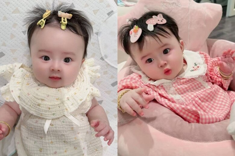 Bé Kẹo thừa hưởng nhiều nét đẹp từ bố.
