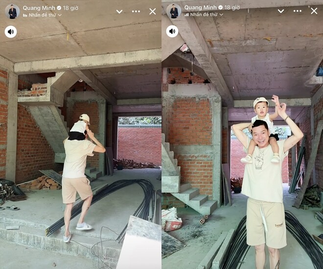 Quang Minh háo hức dẫn con trai đến thăm tổ ấm sắp hoàn thiện.