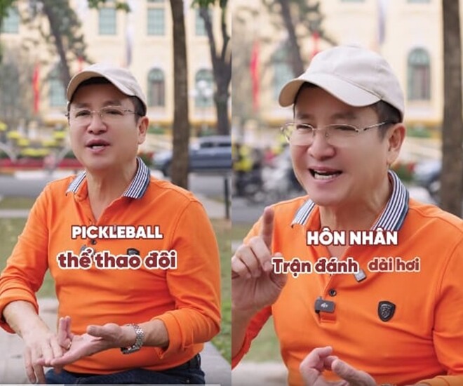 Chí Trung so sánh giữa chơi pickleball và hôn nhân. 