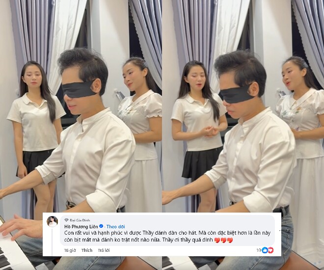 Nghệ sĩ Ngọc Sơn bịt mắt đánh đàn điêu luyện khiến dân mạng trầm trồ.