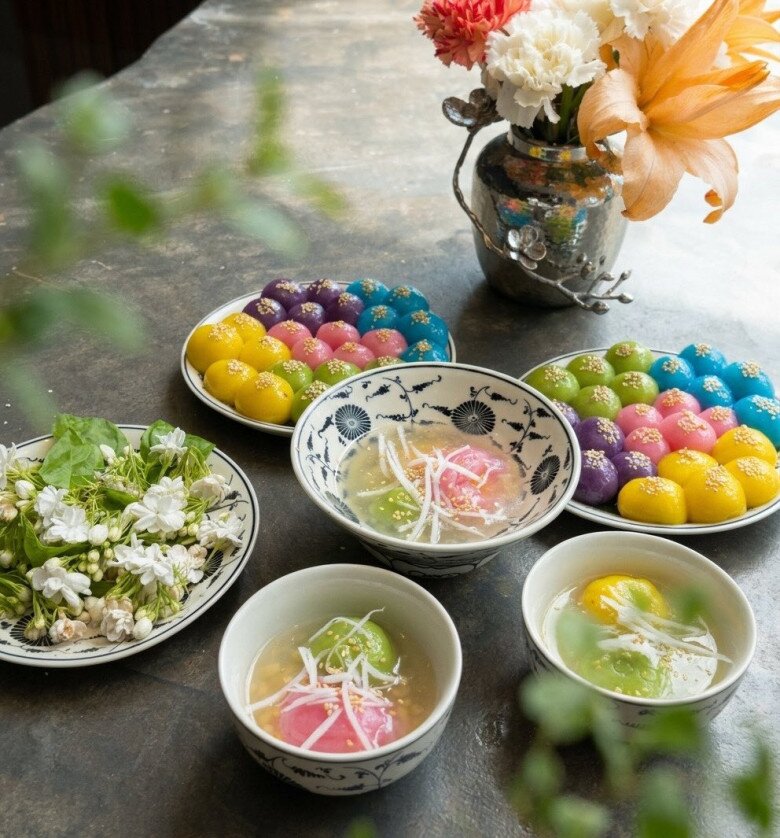 Địa bánh tròn trịa, nhiều màu sắc được khen đẹp như ngoài tiệm.