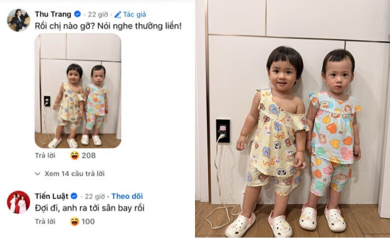 Tiến Luật nhanh chóng trở về nhà khi nghe vợ kể về chiến tích của 2 nhóc tì. 