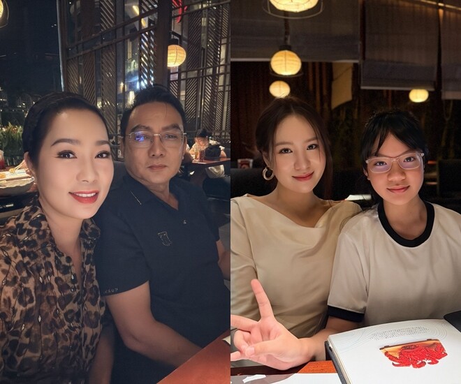 Trịnh Kim Chi khoe khung cảnh gia đình hạnh phúc khi đi ăn.