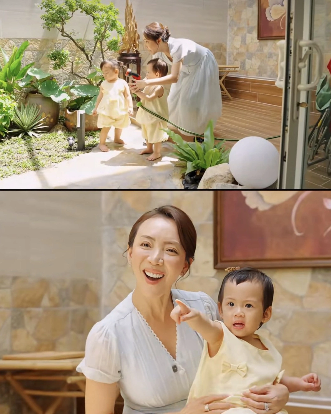 Thu Trang đưa cặp song sinh đi làm cùng.