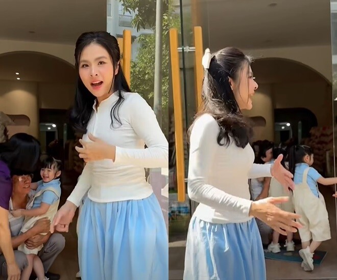 Vân Trang lần đầu đưa 2 con gái về nhà ngoại ở TP.HCM sau 4 năm.