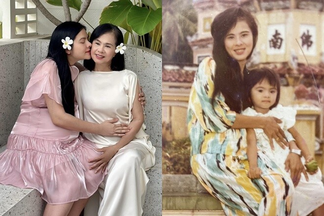 Vân Trang thường xuyên thể hiện tình cảm gắn bó với mẹ ruột.