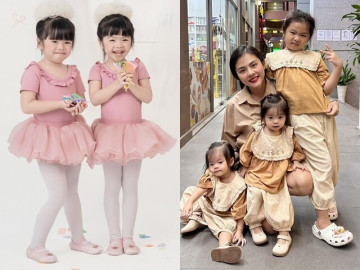 Văn Trang đưa 2 "tiểu công chúa" 5 tuổi lên sân khấu nối nghiệp mẹ, cặp chị em ngày càng dạn dĩ, tính cách trái ngược