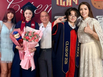 Giải trí - Cặp song sinh Vbiz khoe 2 con tốt nghiệp cấp 3: Ái nữ nhà Thúy Hạnh như búp bê, con gái Thúy Hằng 12 năm học giỏi