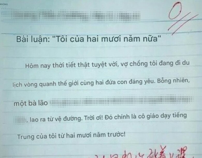 Nguyên văn bài văn của em học sinh tiểu học (đã được dịch ra).