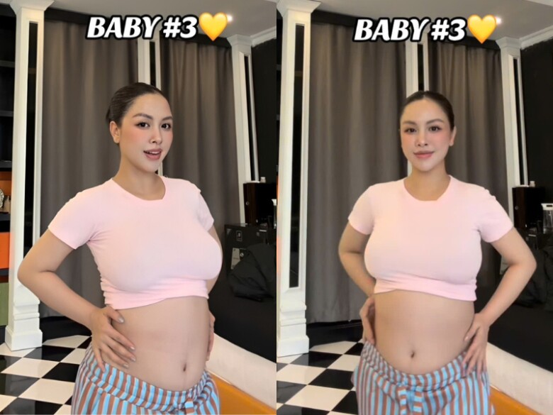 Chị dâu Bảo Thy khoe bụng bầu lần 3, vóc dáng vẫn thon gọn, xinh đẹp.