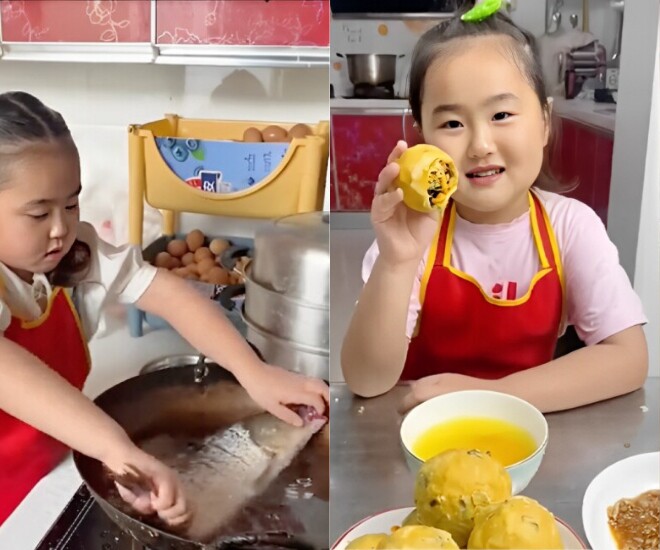 Bé gái 6 tuổi làm đầu bếp cho mẹ mang bầu từng khiến cõi mạng tan chảy.