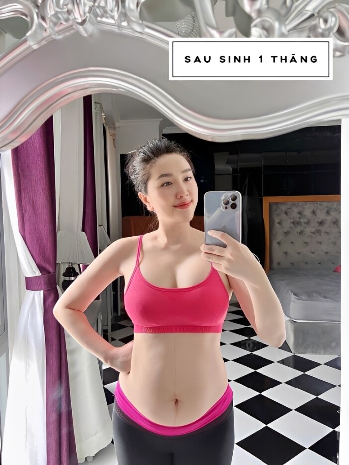Sau sinh, người đẹp về dáng nuột nà nhờ dùng đai nịt bụng, chăm hút sữa.