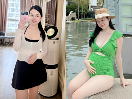 Bà bầu - Hot girl Nhật ký Vàng Anh khoe dáng nuột nà sau 1 tháng sinh con với chồng công an, mẹ 3 con vẫn "trông mòn con mắt"